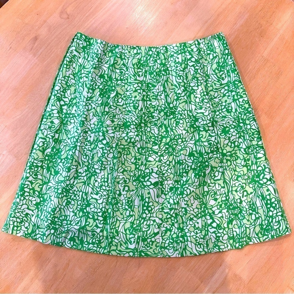Peck & Peck Green White Women's Silk Floral Pleated Mini‎ Skirt Multicolor 8